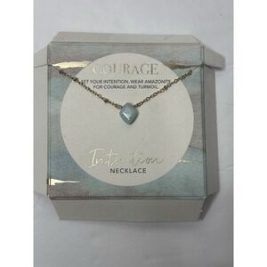 Amazonite Gemstone Necklace Blue Teal Courage Gold Plated Chain Jewelry New